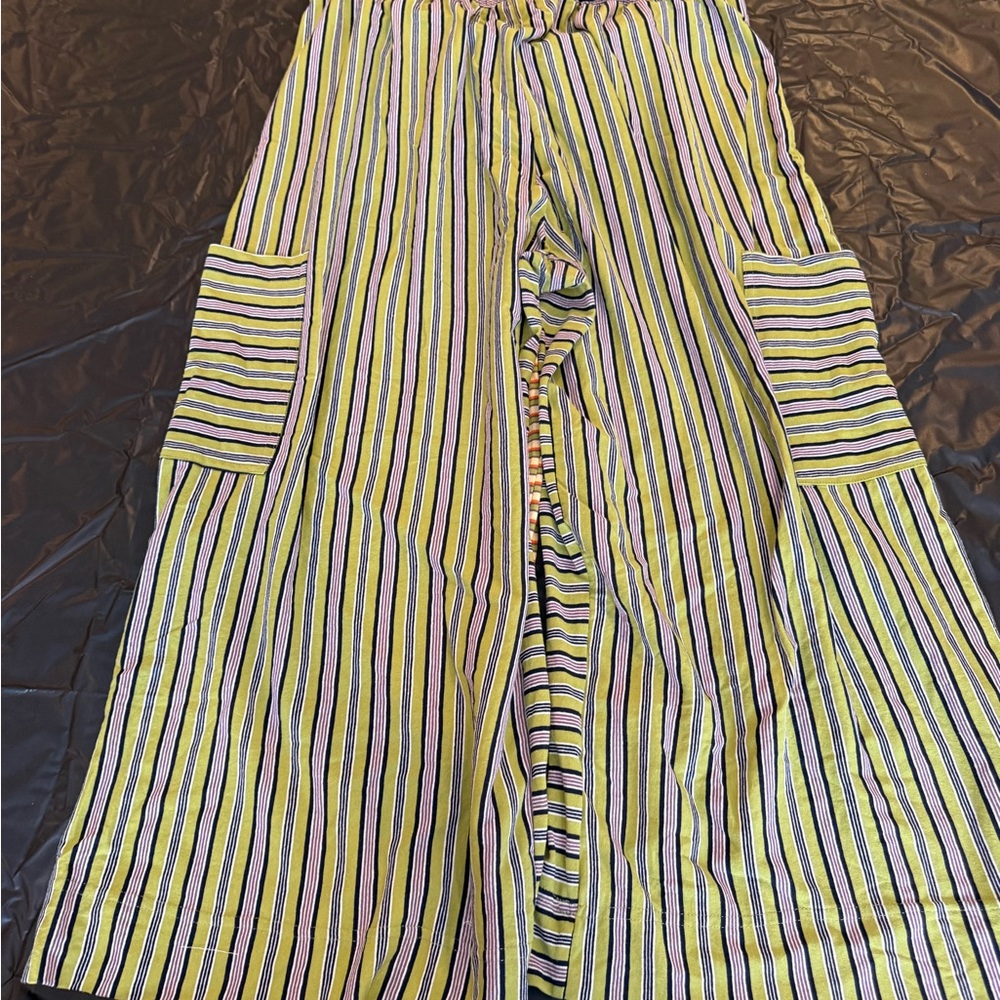 Striped Wide-Leg Women’s Pants in Yellow and Black